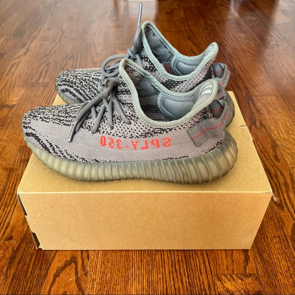 YEEZY 350 V2 GREY/BORANGE size 6 - Picture 6 of 7